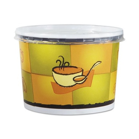 Chinet, Streetside Squat Paper Food Container W/ Lid, Streetside Design, 250PK